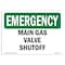 Signmission OSHA EMERGENCY, 3.5" Height, 5" Width, Decal, 5" W, 3.5" H, Landscape, Main Gas Valve Shutoff OS-EM-D-35-L-10400 - alternate 1
